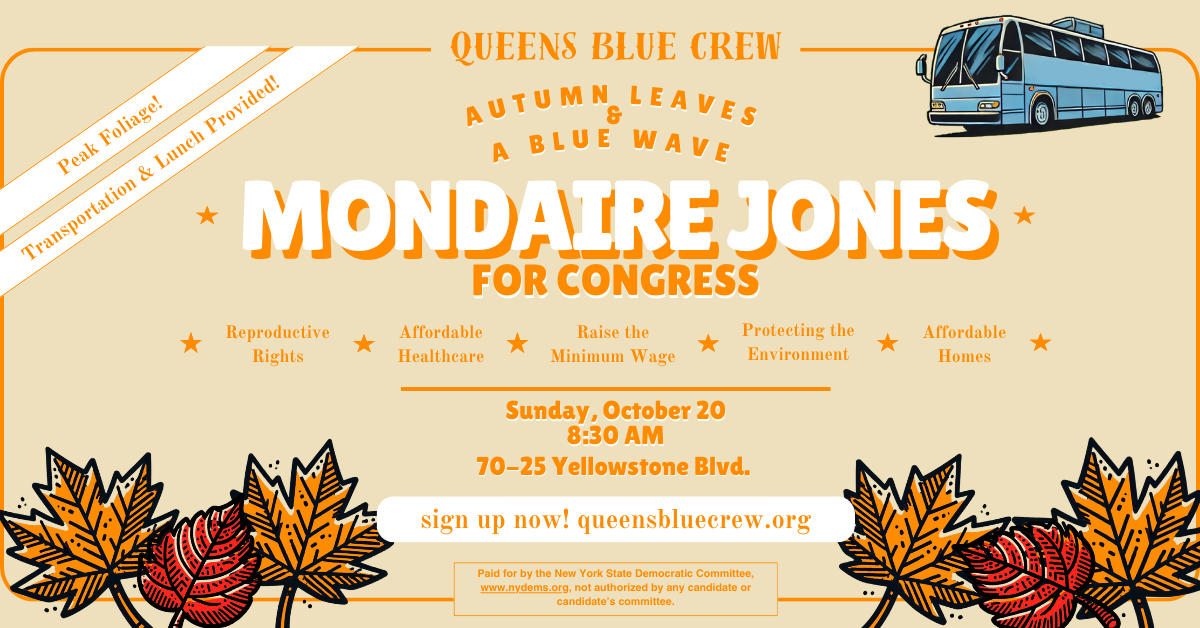 Autumn Leaves & Blue Waves 🌐🚌 🍁🌊 Queens Canvasses for Mondaire Jone...